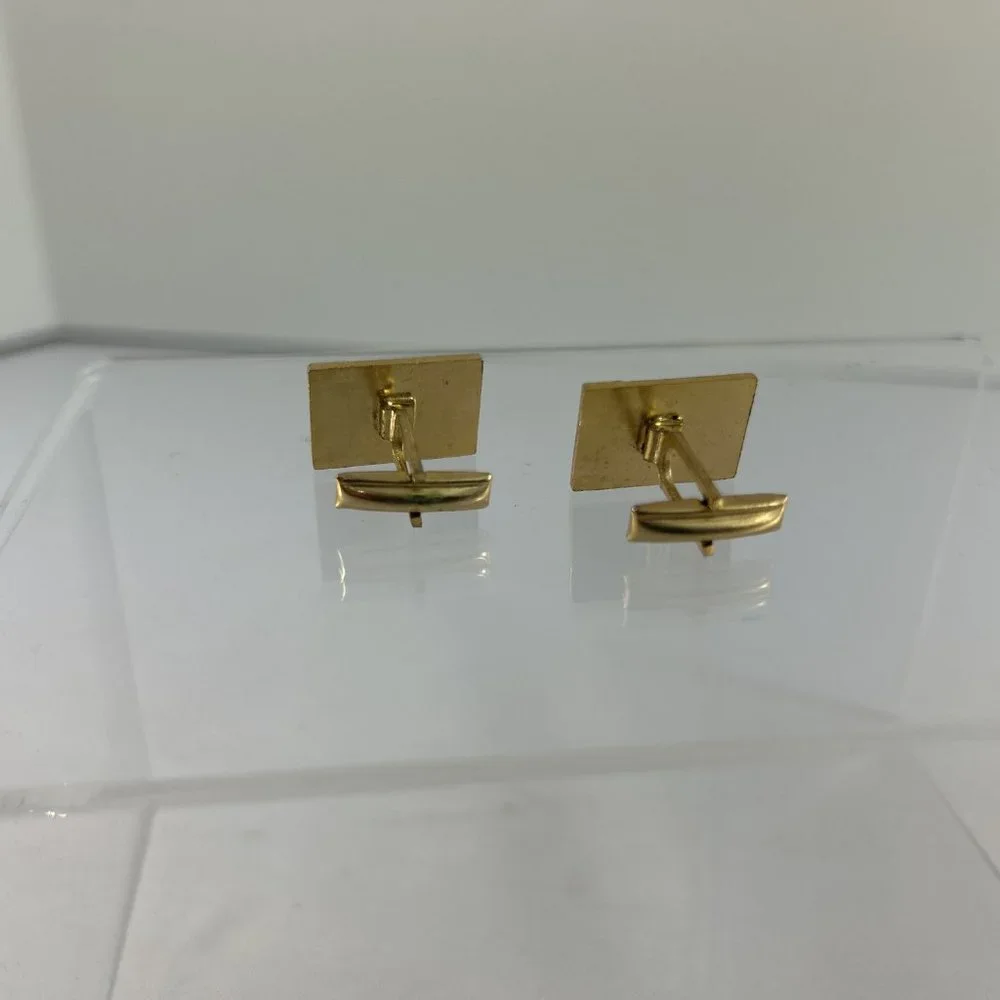 Vintage Gold Tone Textured Cufflinks Rectangles Wedding Prom Unbranded Geometric